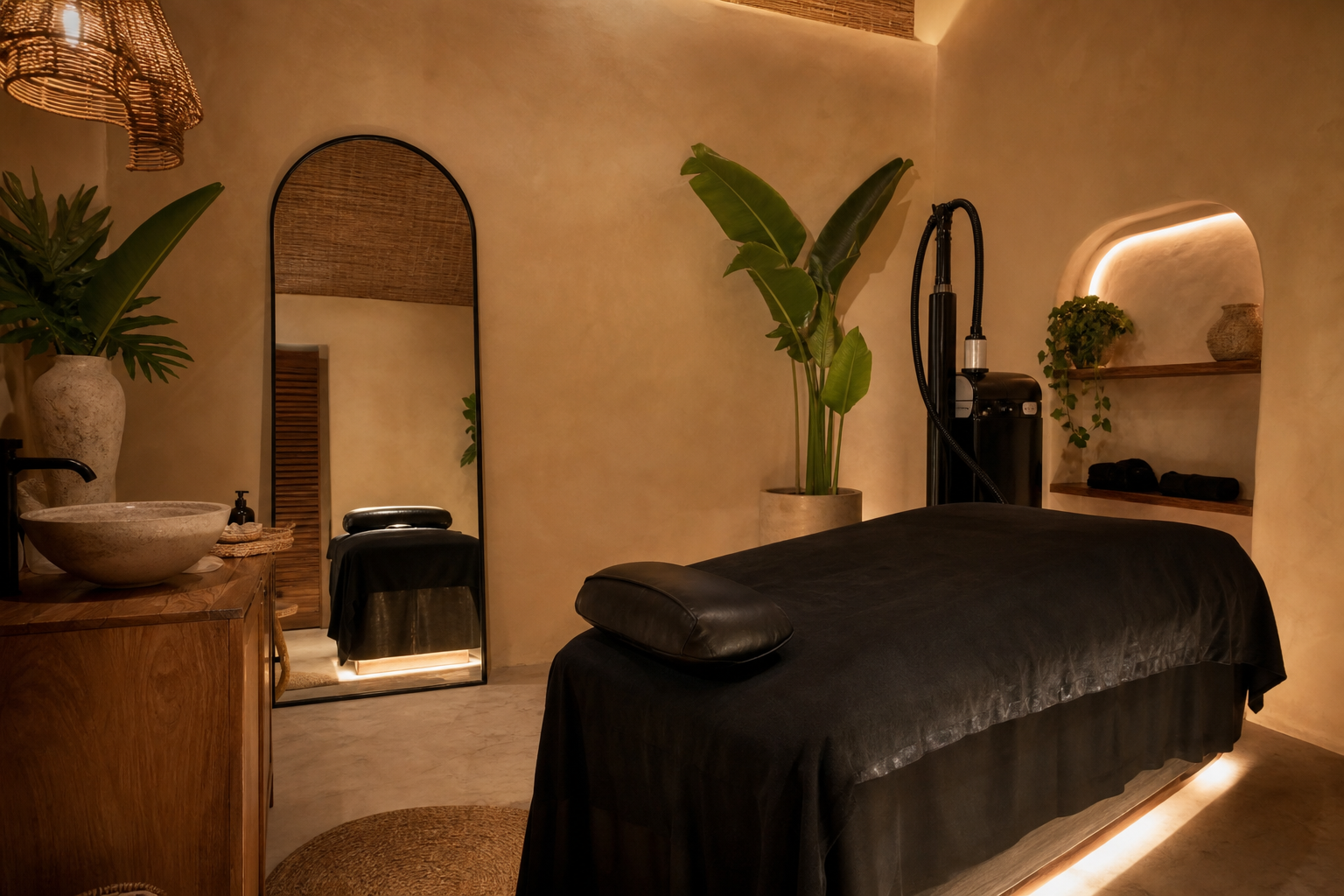 Private tropical tanning treatment room
